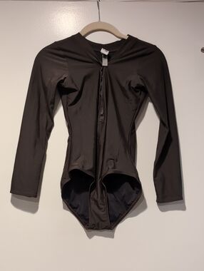 Long Sleeve One-Piece Swimsuit - Brown